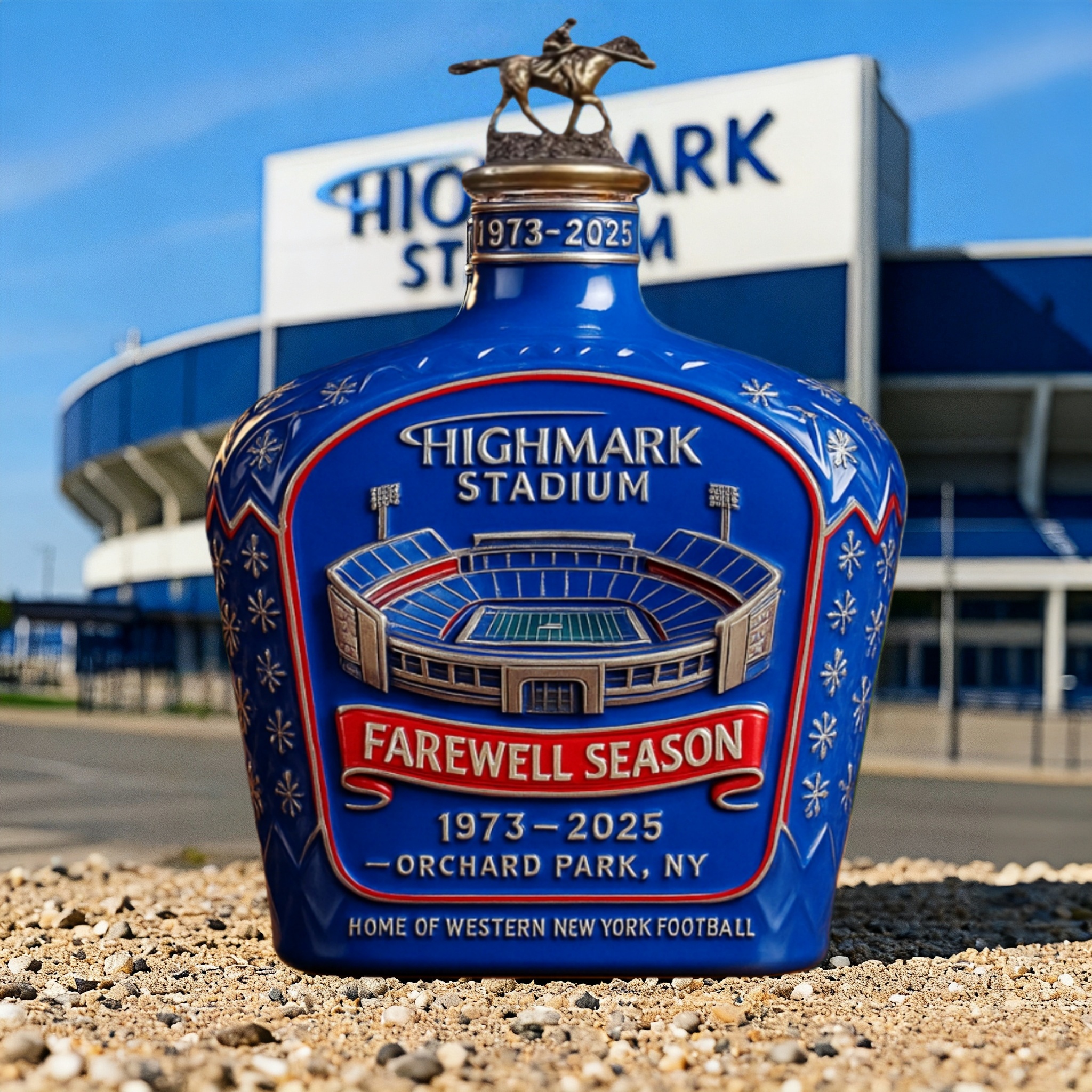 Highmark Stadium Farewell Season Whiskey Bottle