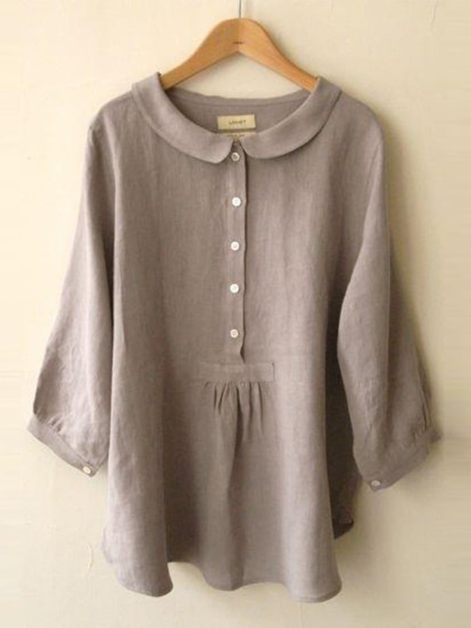 Women's Solid Color Lapel Loose Casual Shirt