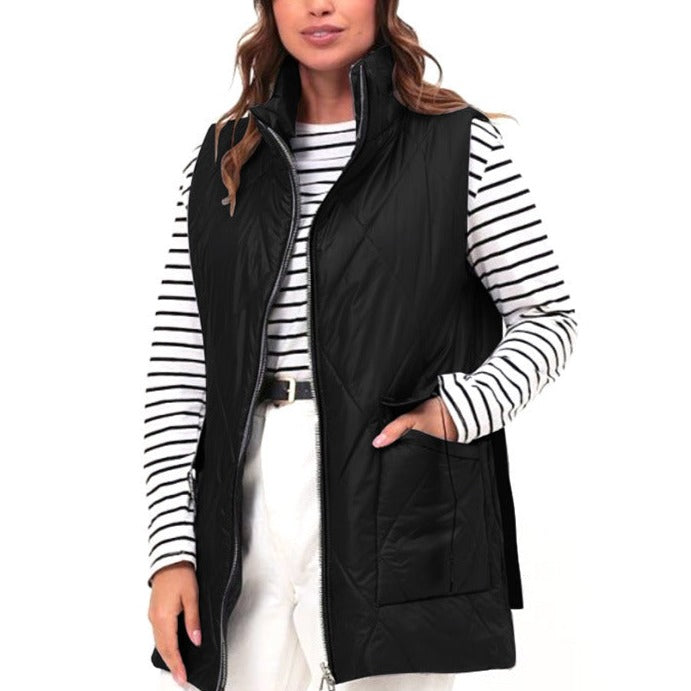 Sleeveless Mid-Length Cotton Vest for Women
