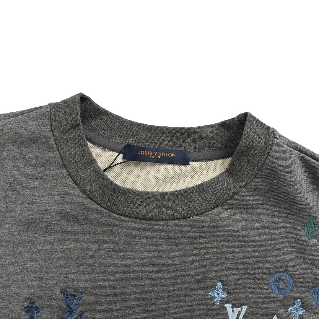 Louis Vuitton 24Fw embroidered gradient monogram crewneck sweatshirt