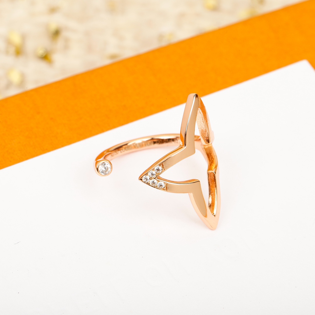 Louis Vuitton monogram pointed flower open ring