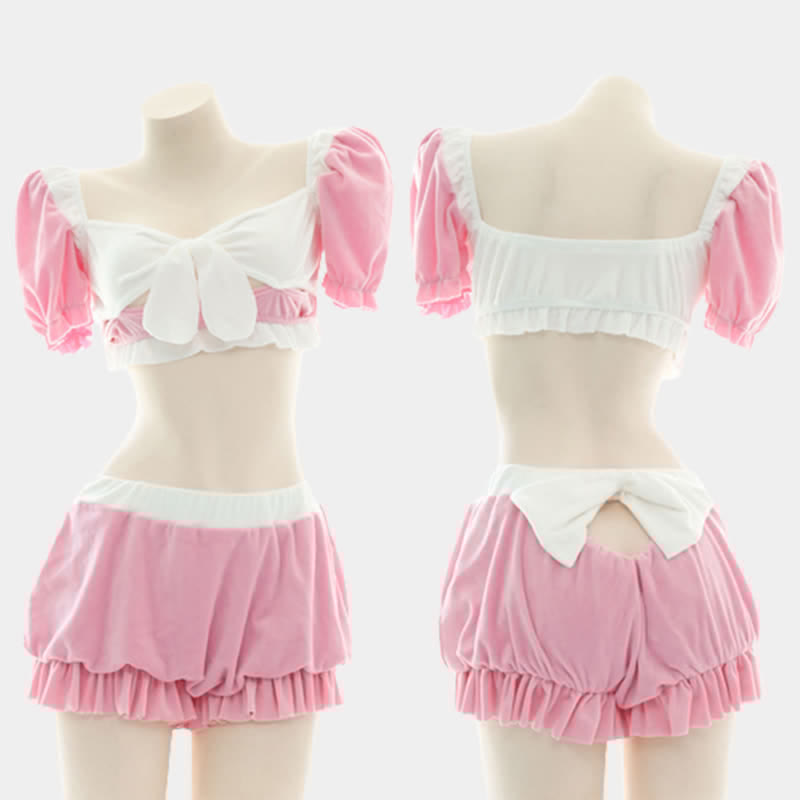 Sweet Bow Knot Maid Lingerie Set