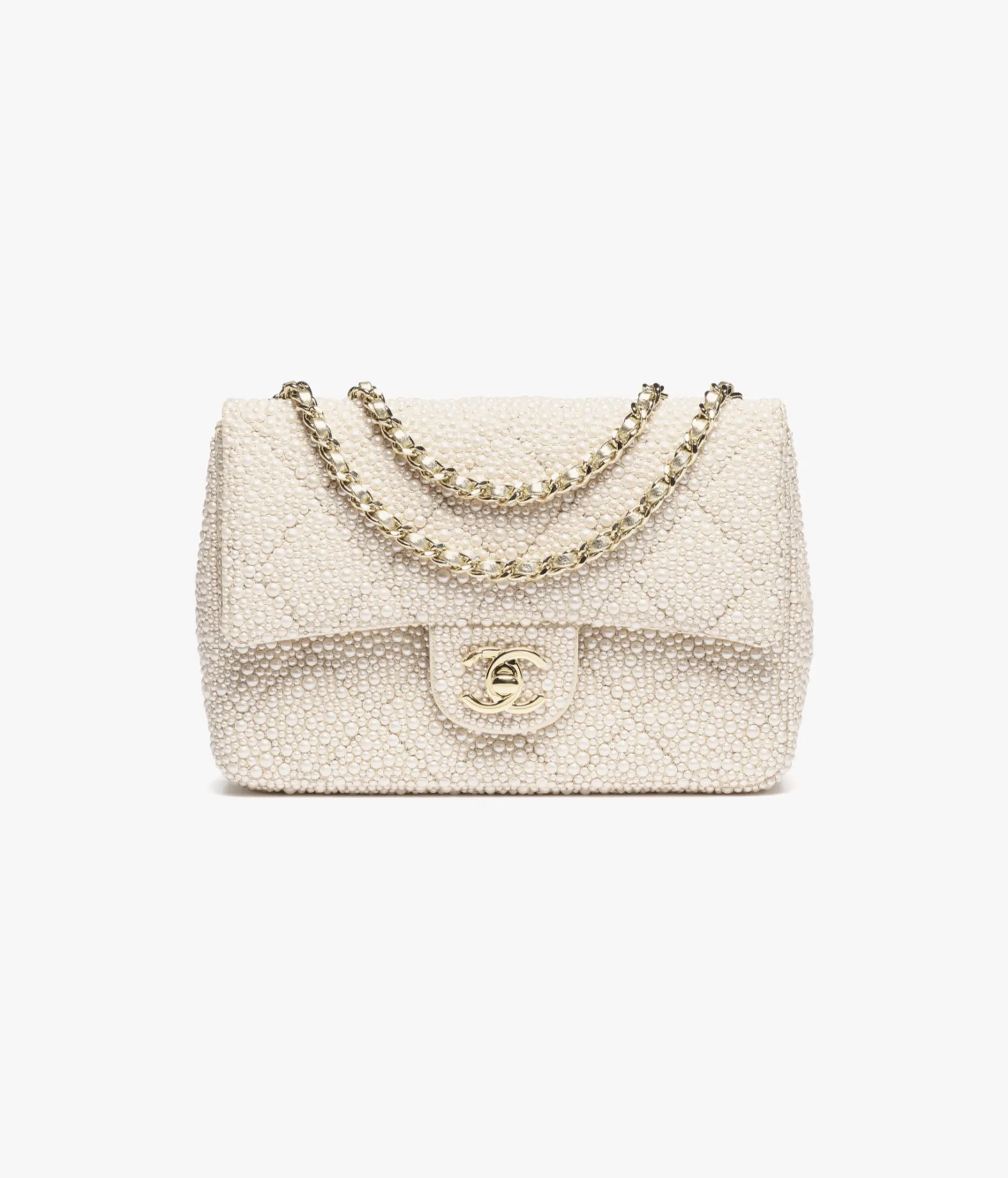 CHANEL Evening Bag Imitation Pearls & Gold-Tone Metal White AS4297-B19439-NAFIV