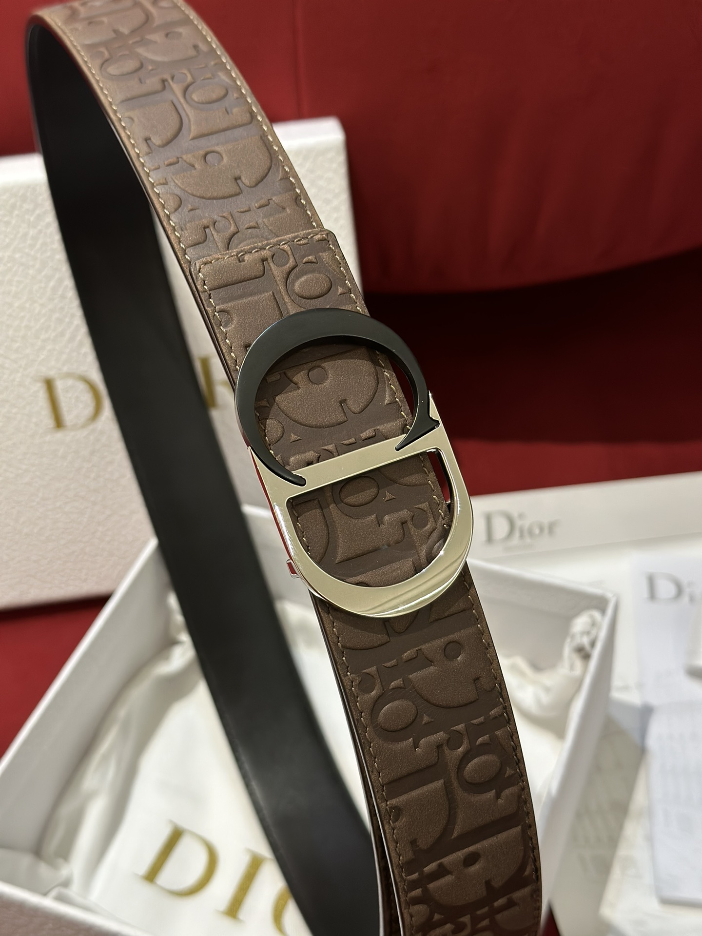 Dior CD Buckle Canvas Leather Belt 3.5CM Width