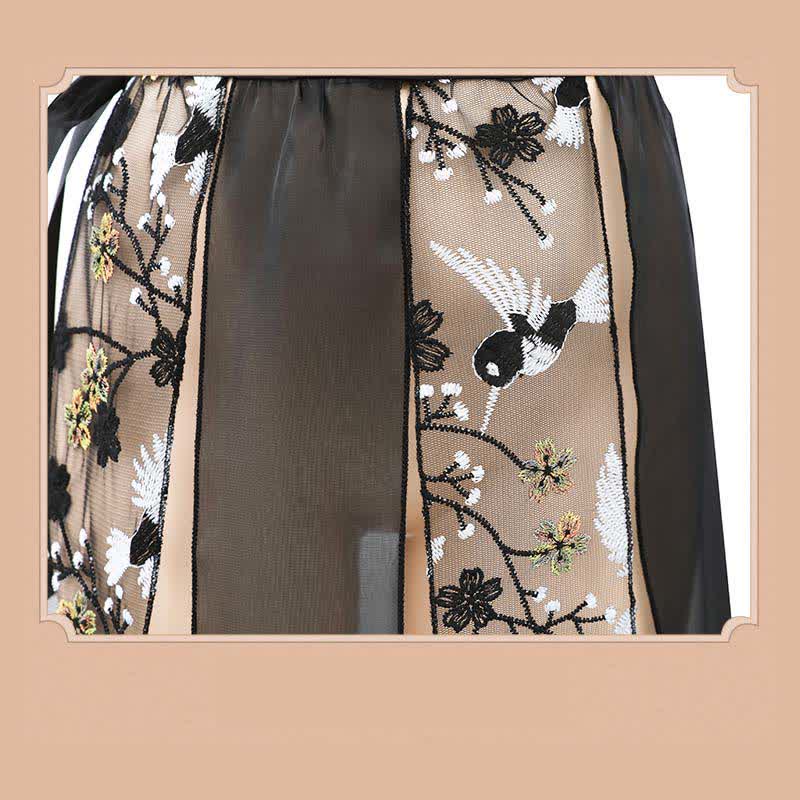 Han Costume Vintage Embroidery See Through Lingerie Set