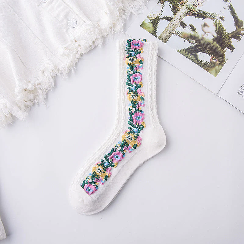 🔥Last Day 20% OFF🔥Vintage Embroidered Floral Socks
