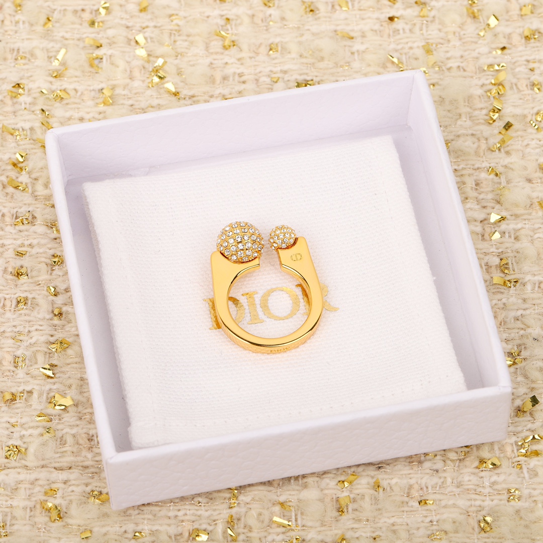 Dior large and small beads full diamond open ring
