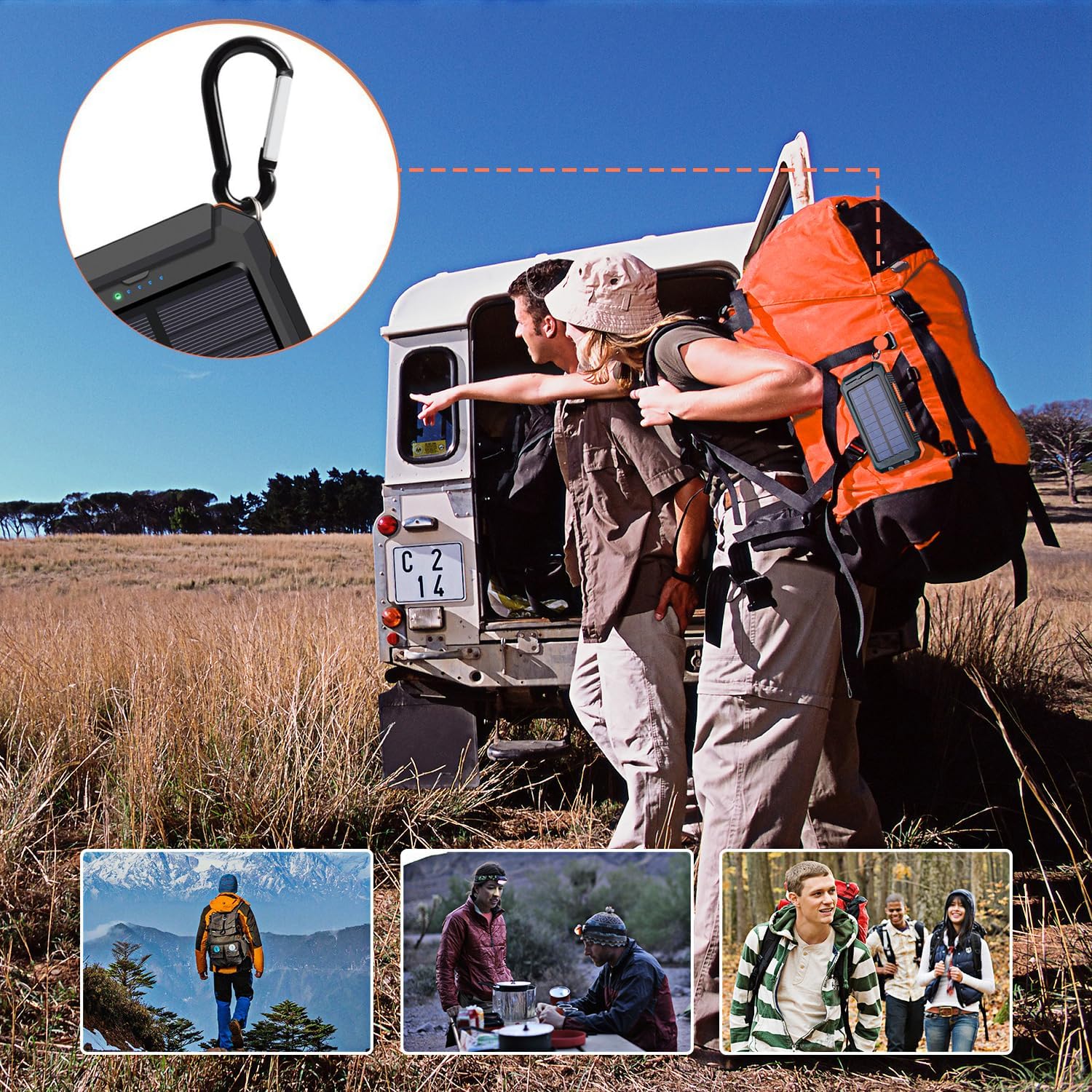 YELOMIN Solar Charger, 38800mAh Portable Solar Power Bank, Waterproof Battery Pack for Outdoor Activities, Camping External Backup Power Charger Dual USB 5V Outputs/LED Flashlights