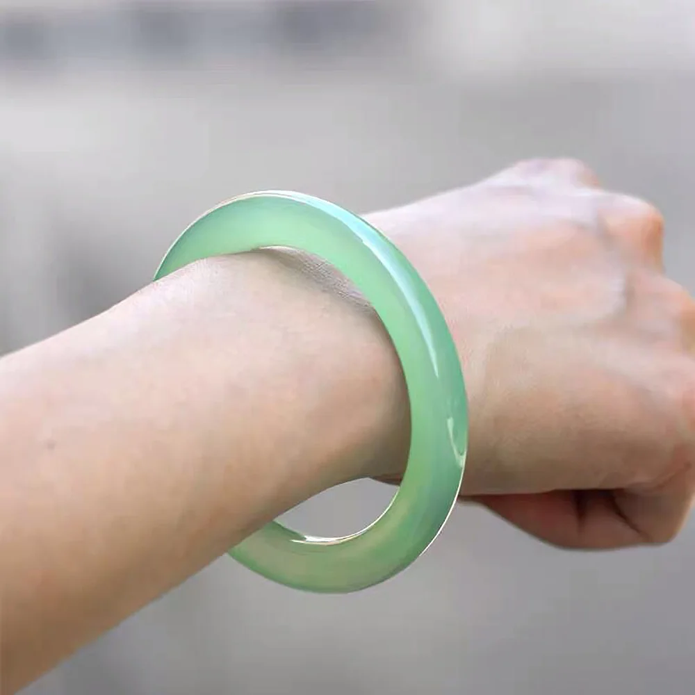 Natural Ice Jade Bracelet For Women Round Green Jade Bangles Korean Jewelry Fine Gift For Mother Wholesale Free Shipping Items