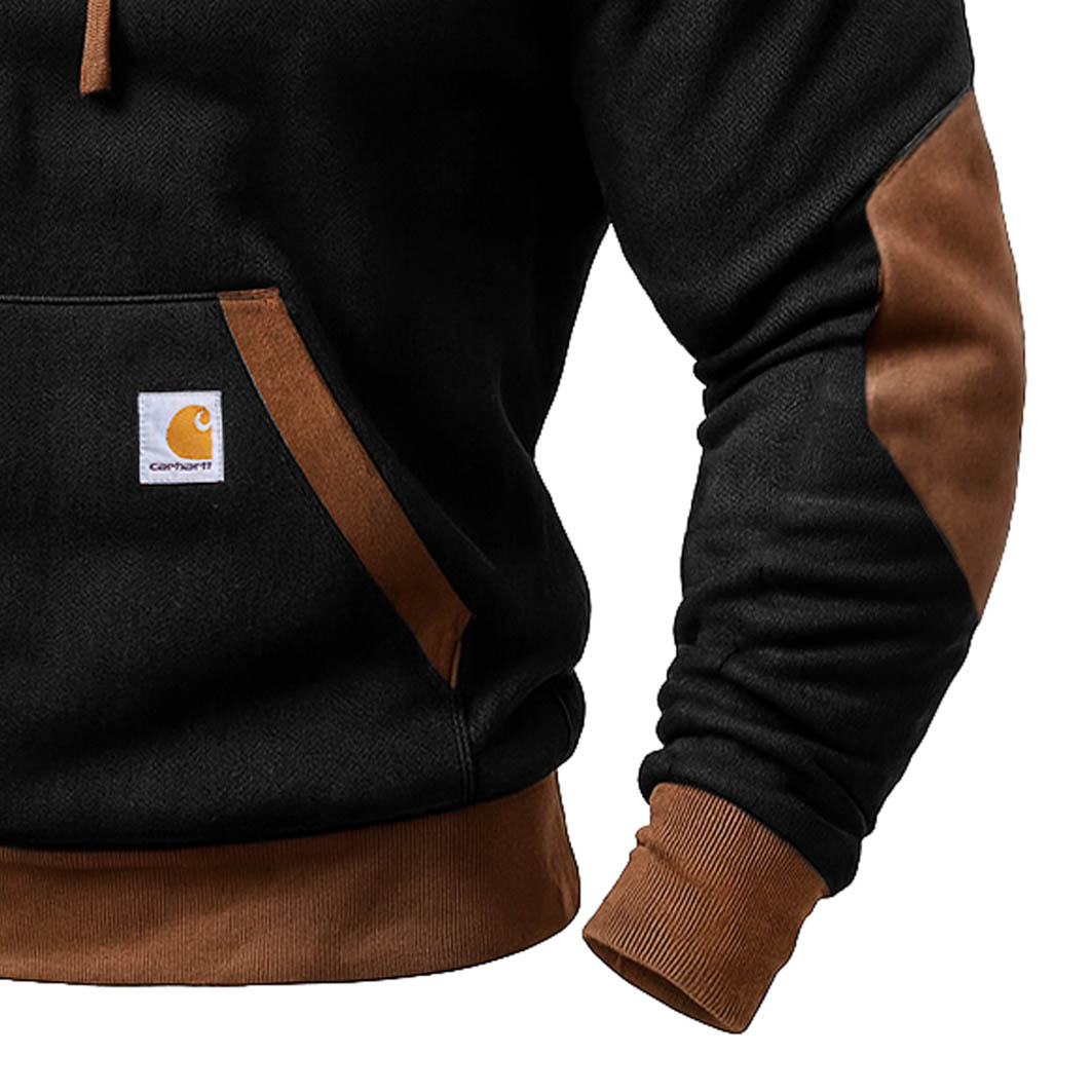 Carhartt Navy and Brown Hooded Sweatshirt with Embroidered Logo