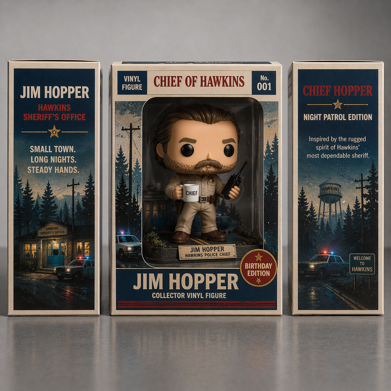 🚓 Jim Hopper: Hawkins Chief Birthday Edition – Protector Vinyl Figure 🍩