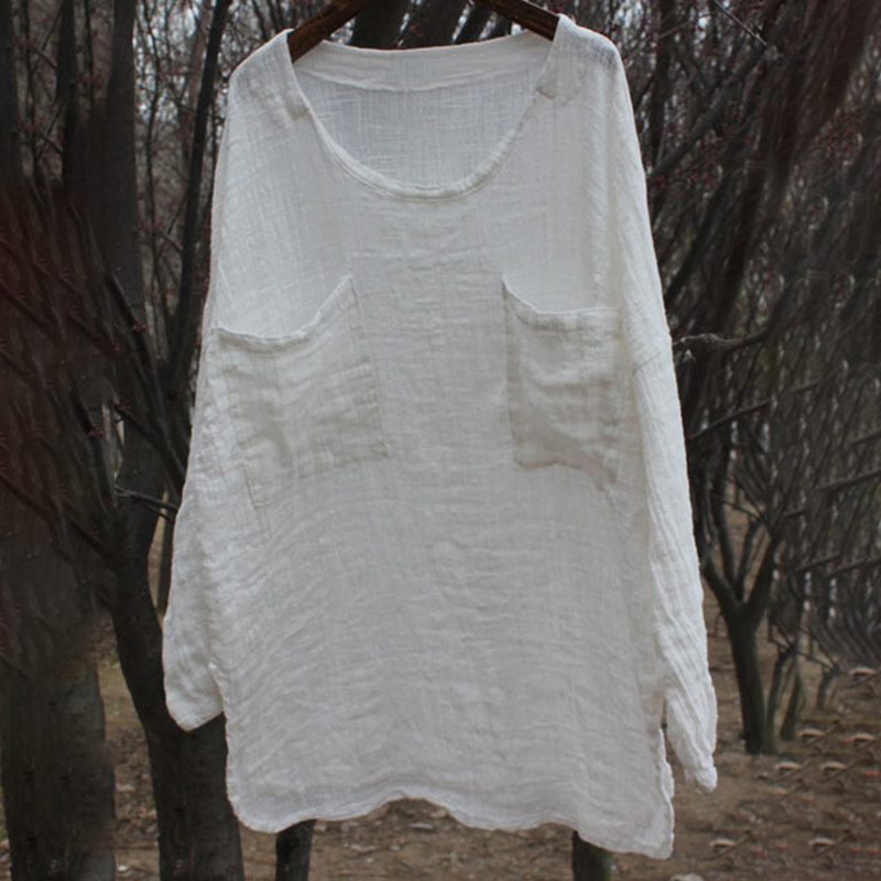Round Neck Pocket Comfy Casual Shirt