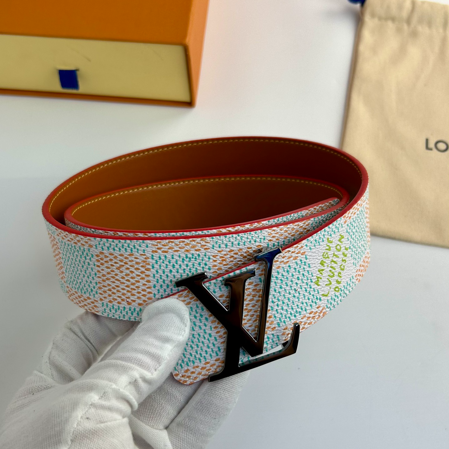 Louis Vuitton printed double-sided cowhide men's belt, 4CM wide