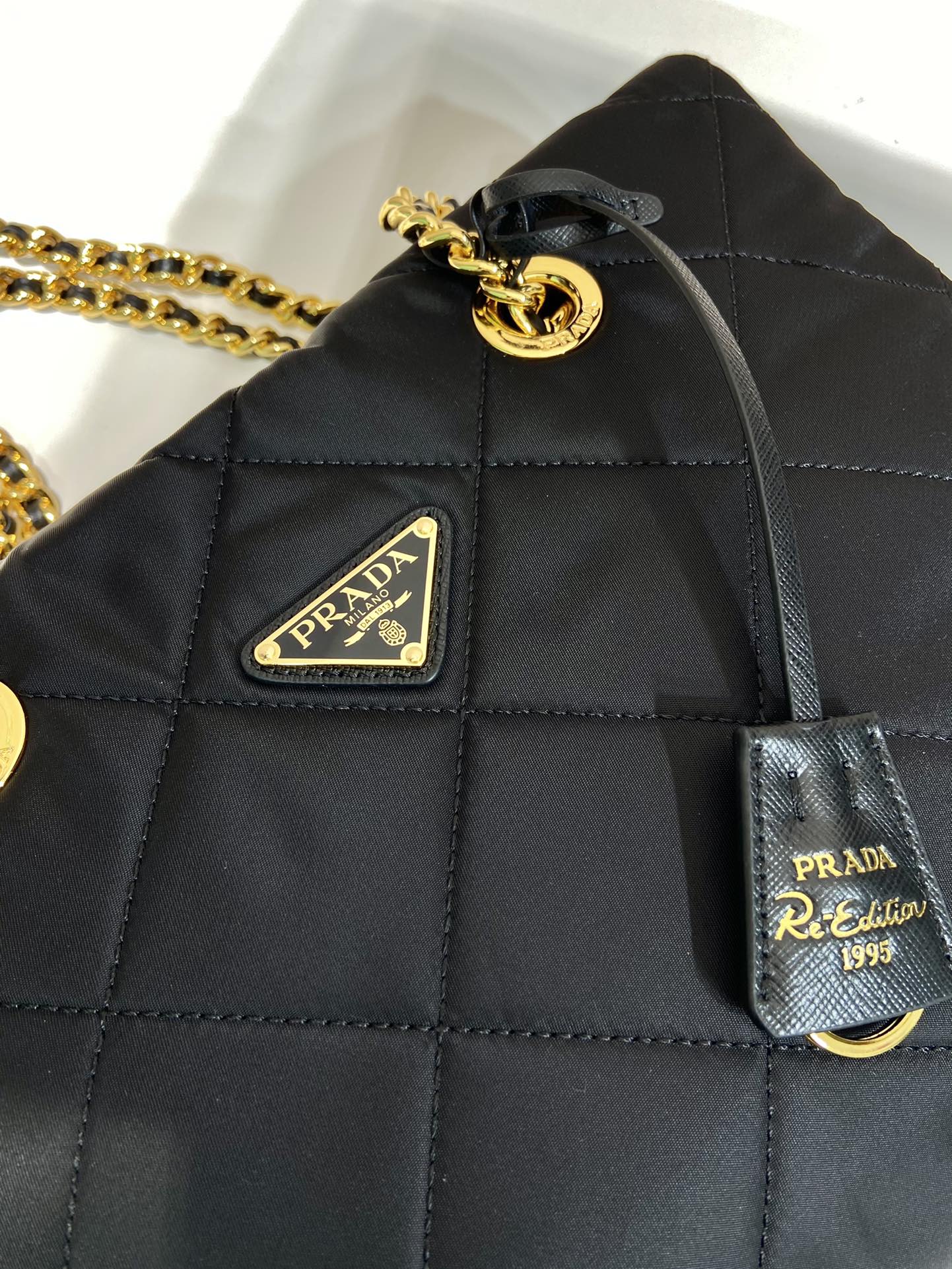 Prada Vintage Chain Diamond Hobo Bag 1BG529