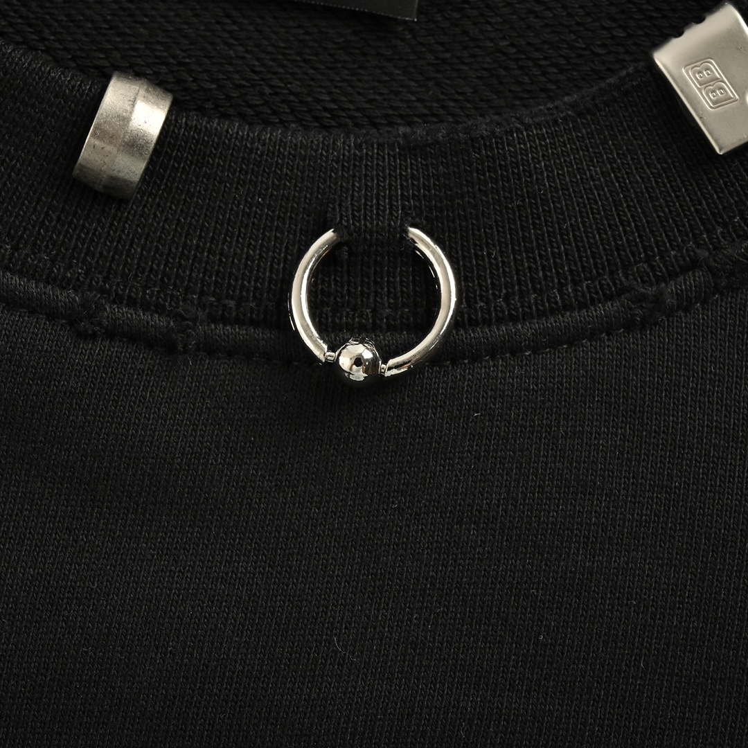 Balenciaga 24Fw pierced collar rivet crew neck sweatshirt