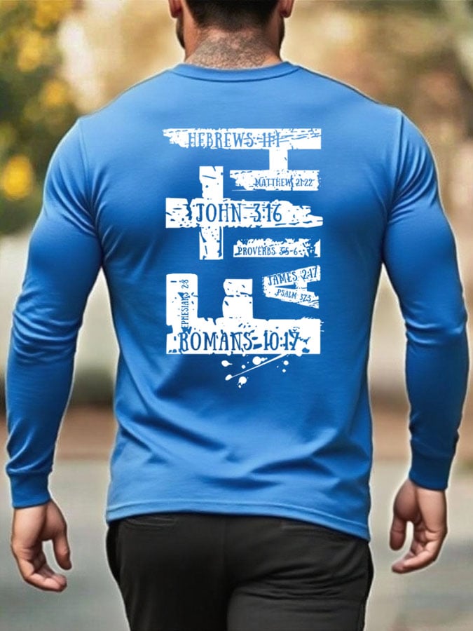 Men's Faith Cross Print Crew Neck T-shirt