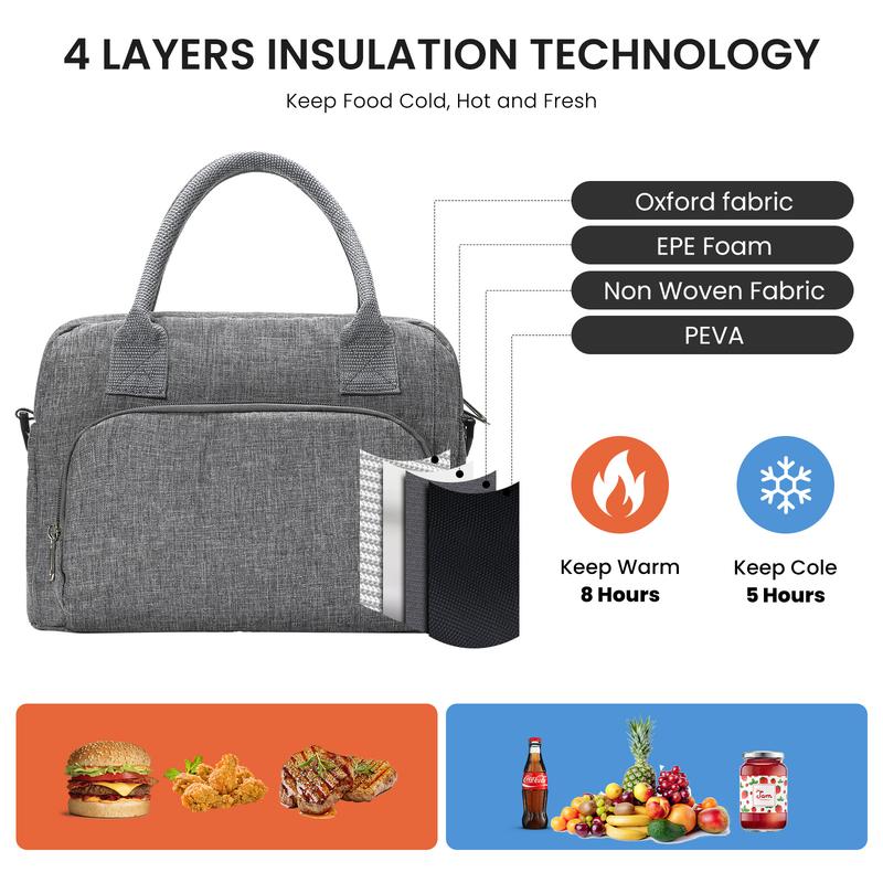 Insulated Large Lunch Bag with Multi-Pockets & Waterproof Design