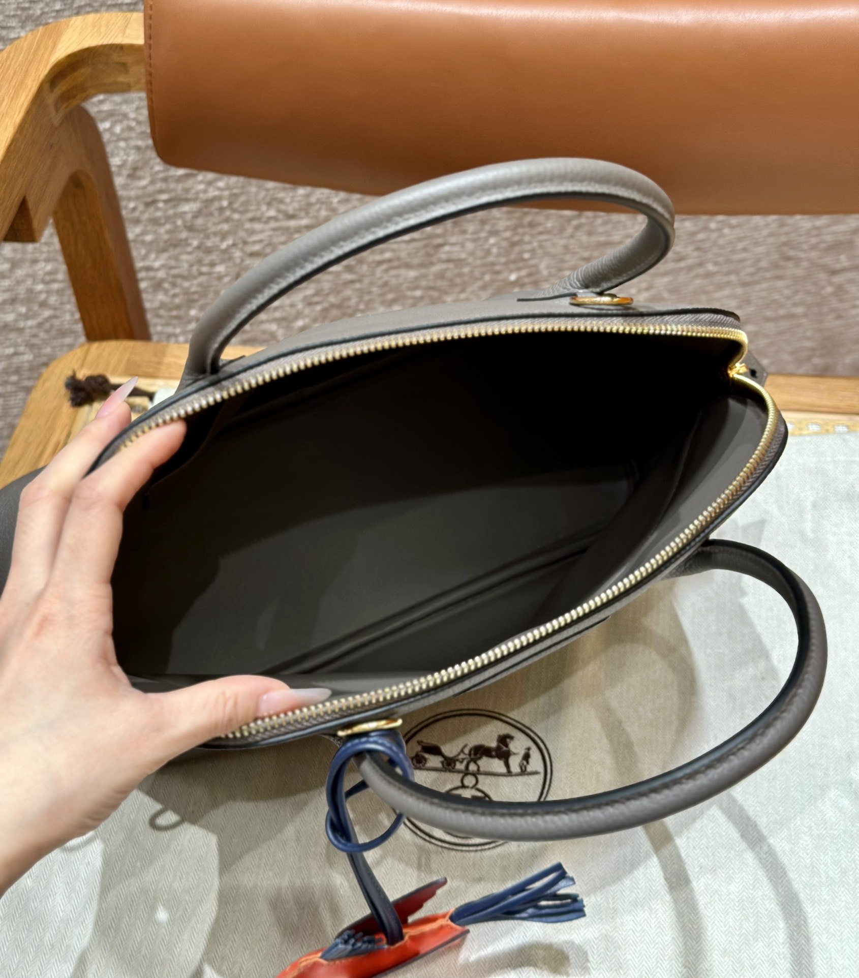 Hermès Bolide 0LGris Meyer Handbag (Handmade to Order)