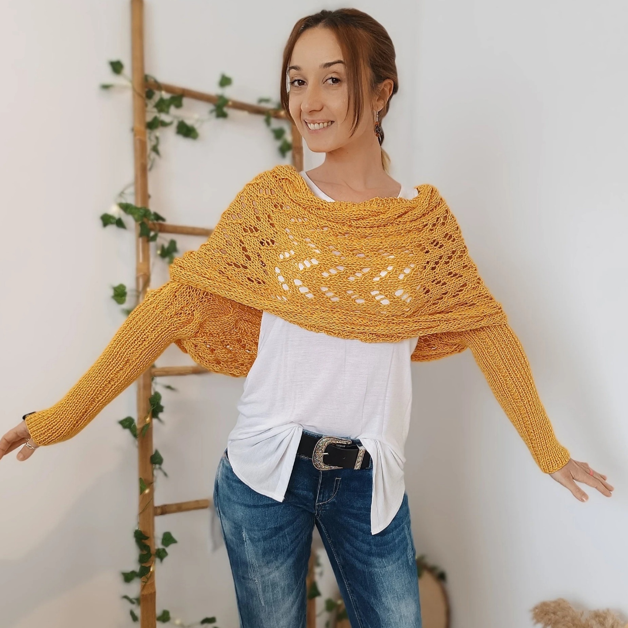 🏆Last Day 49% OFF⚡Scarf With Sleeves, Knitted Cable Wrap