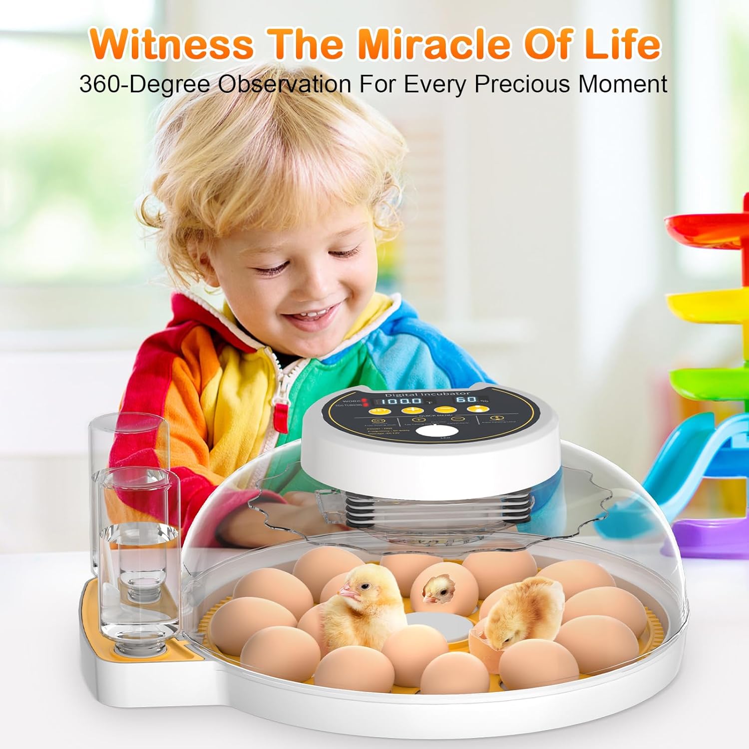 18 Egg Incubator with Automatic Egg Turning and Humidity Control, Incubators for Hatching Eggs, Chicken, Ducks, Goose, Pigeon, Quail, Parrot Incubator for Farm