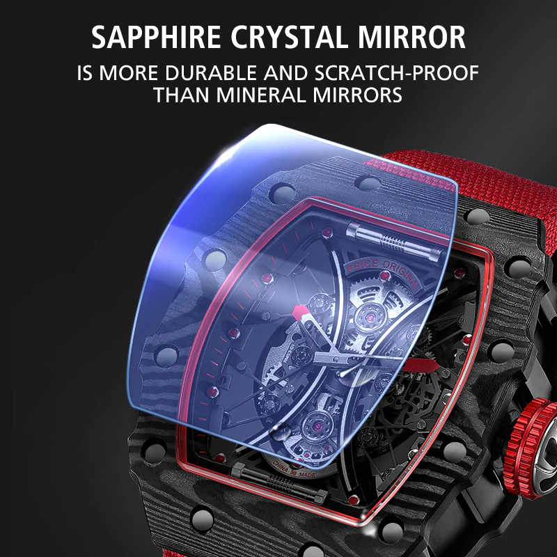 FM602 Automatic Watches Luxury Sapphire Mirror Skeleton Mechanical Wat