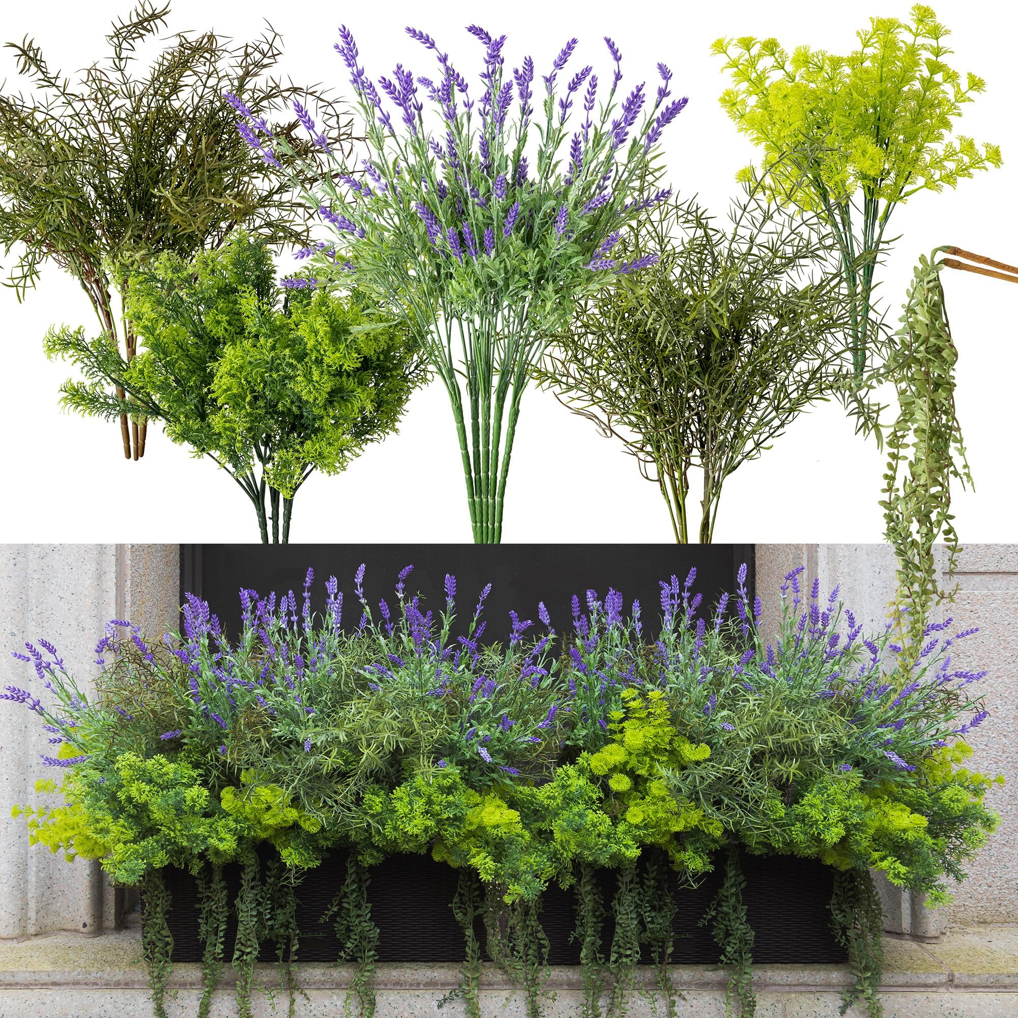 🔥ON SALE🔥Fake Plants UV Resistant Artificial Flowers Greenery Shrubs