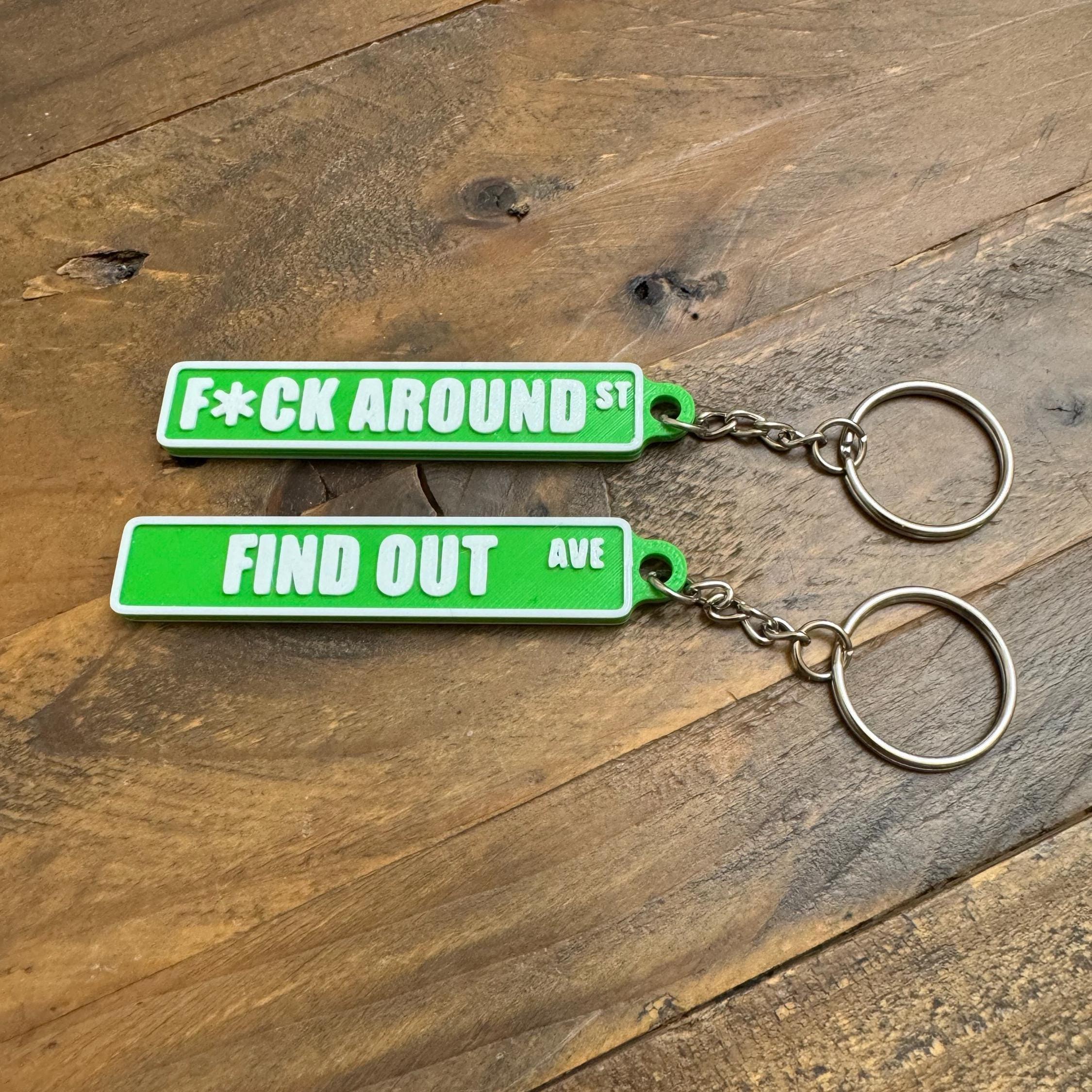 FAFO keychain double sided | corner of F around and find out