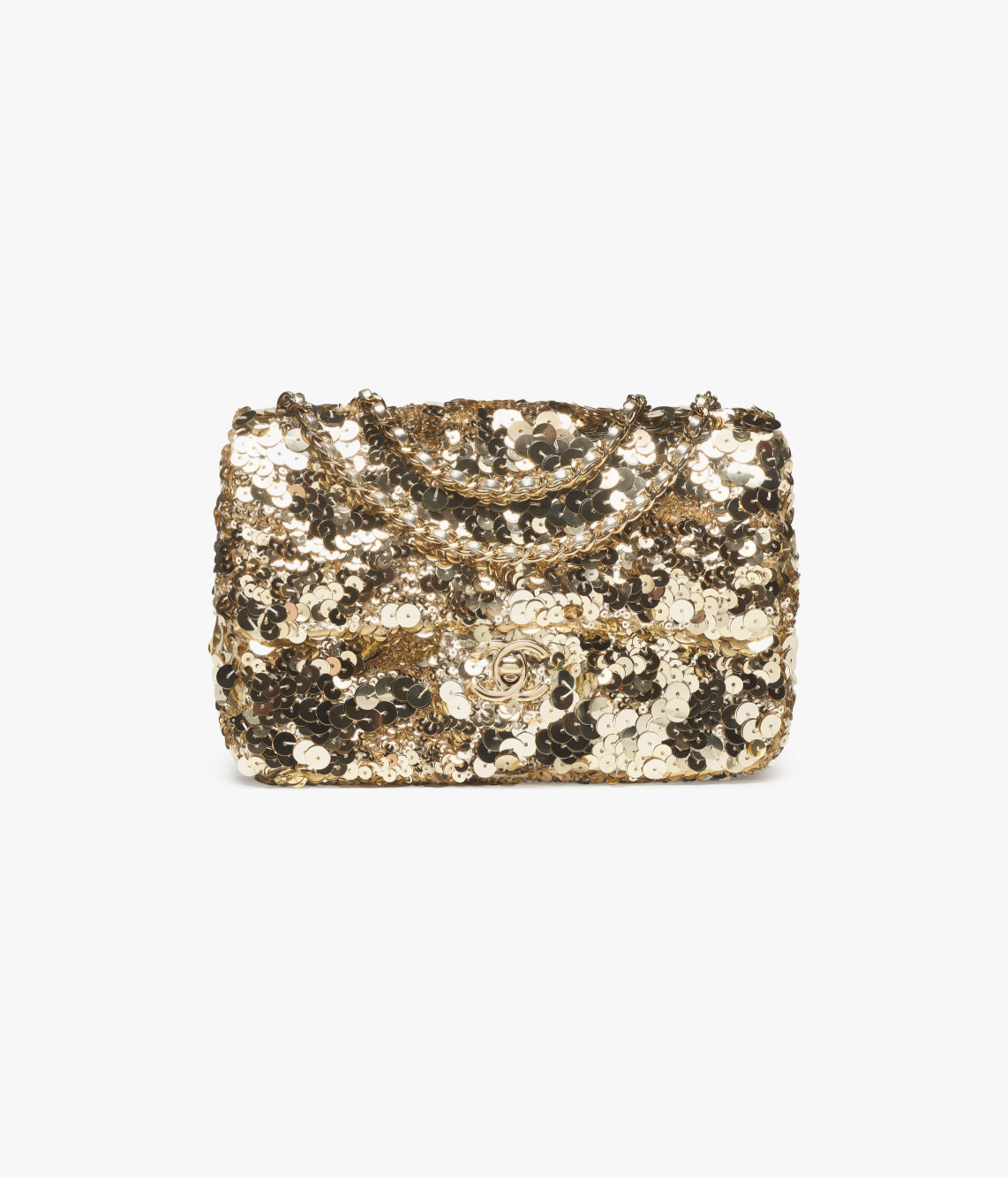 Chanel Flap Bag Sequins & Gold-Tone Metal Gold AS4561-B19174-NACYC