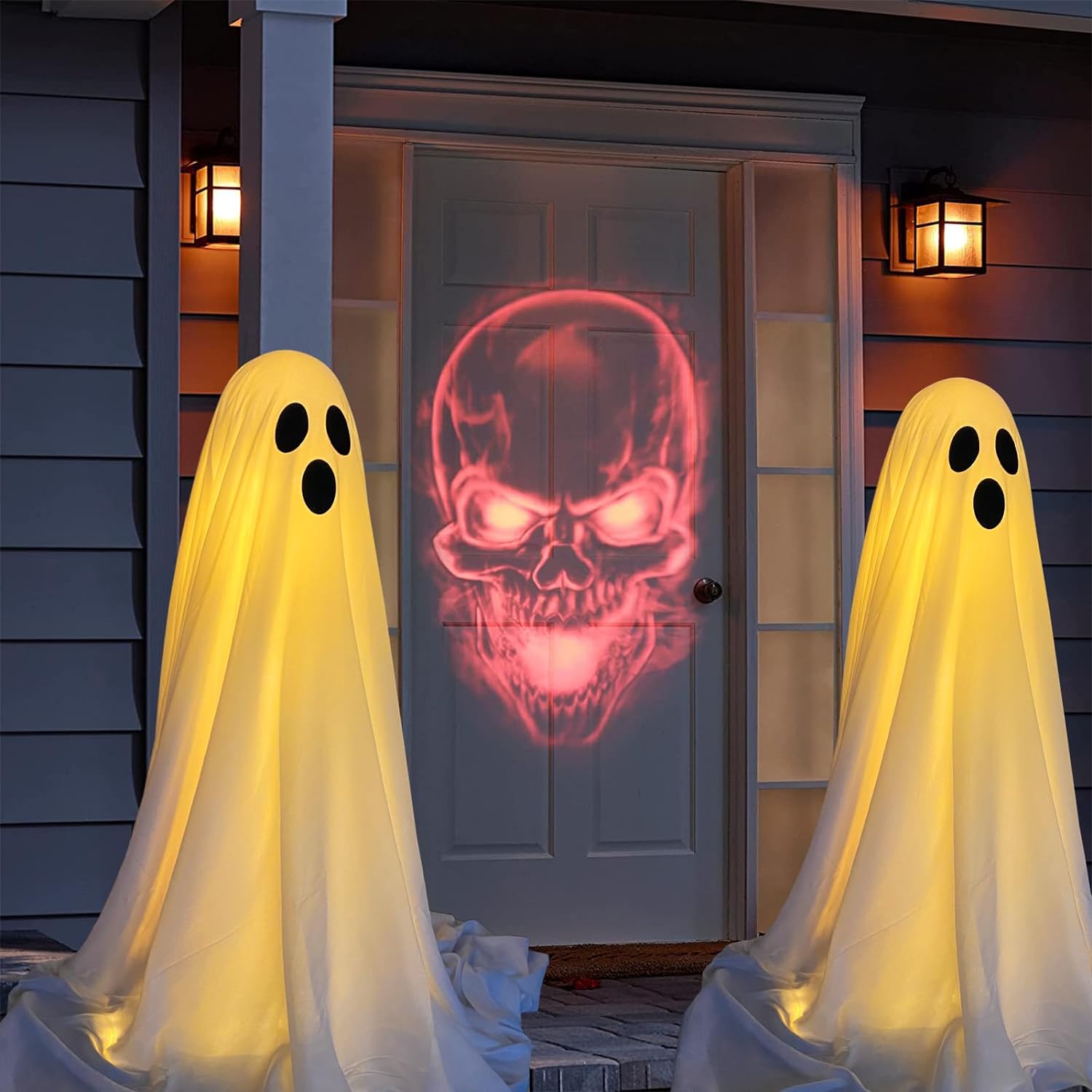 Halloween Decorations-Large Spooky Ghost Halloween Decor with String Lights