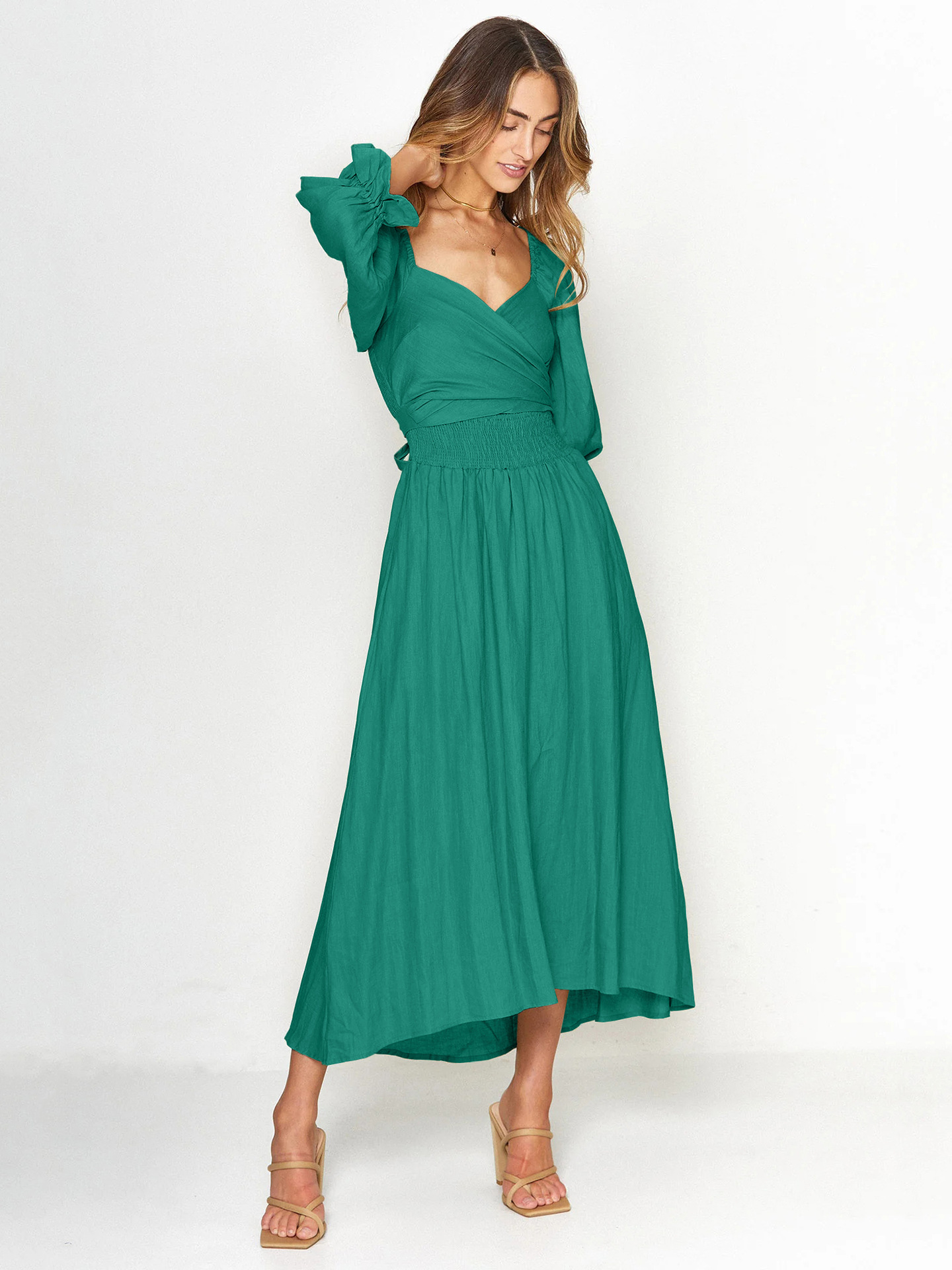 💥Hot Sale-[SAVE 50% OFF]--🏖️FRENCH RUFFLED LANTERN SLEEVES MULTI-WEAR DRESS--BUY 2 GET 10% OFF & FREE SHIPPING