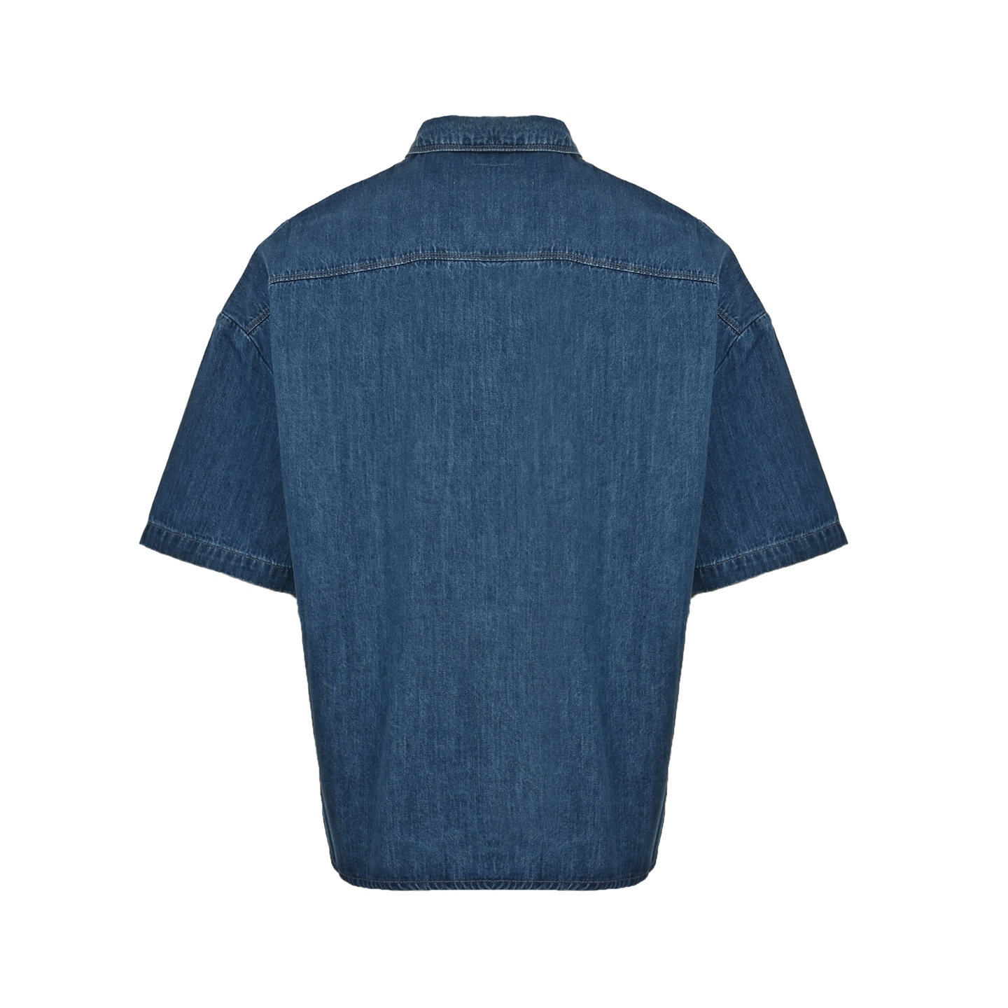 Loewe 25ss embroidered pocket denim short-sleeved shirt