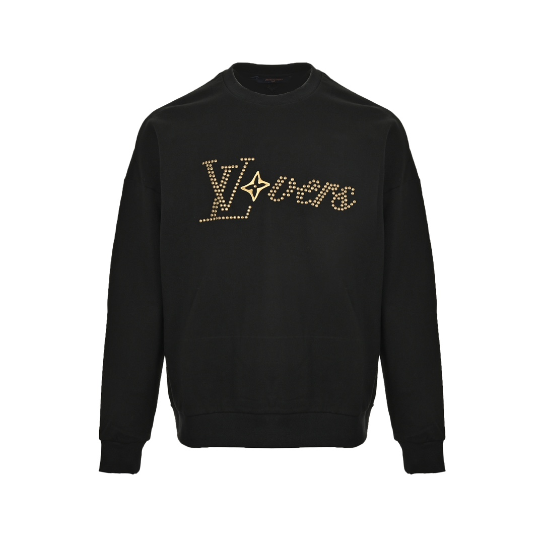 Louis Vuitton 24Fw hot-studded crew neck sweatshirt