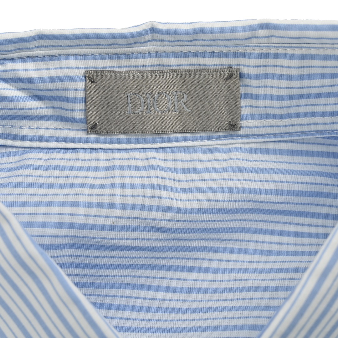 Dior 24Fw pocket CD letter print striped long-sleeved shirt