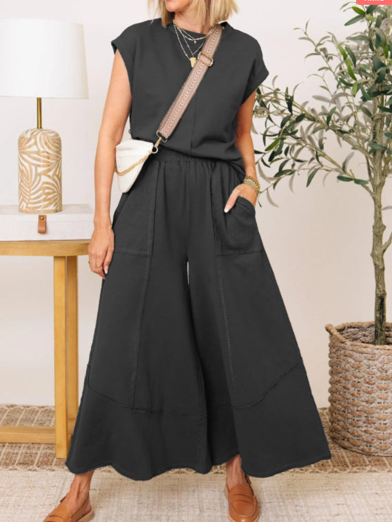 Sleeveless Colorblock Suit for Women with Pockets