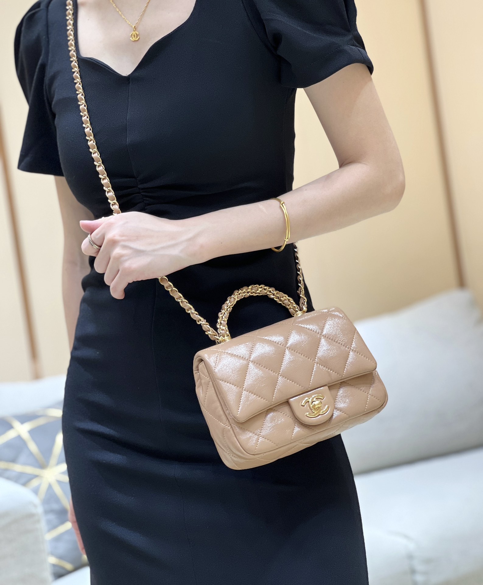 Chanel 24B Mini Flap with Top Handle  AS5032