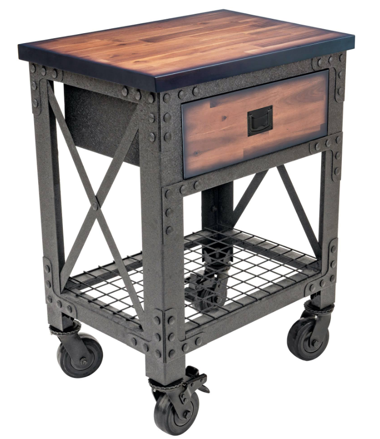 3-Drawers Rolling Industrial Mobile Workbench Cabinet and Wood Top