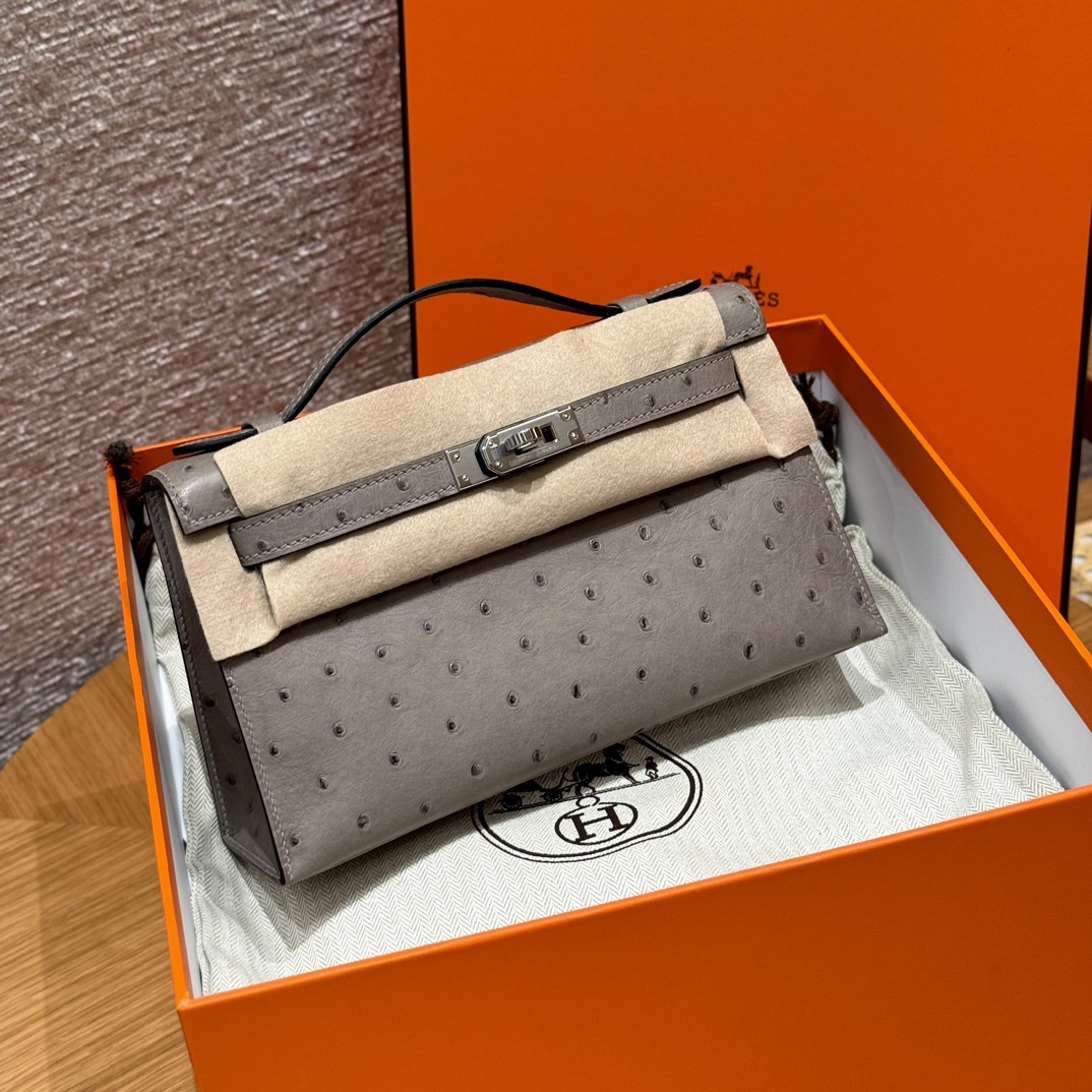 Hermès Kelly Pochette 18Gris tourterlle handbag (handmade to order)