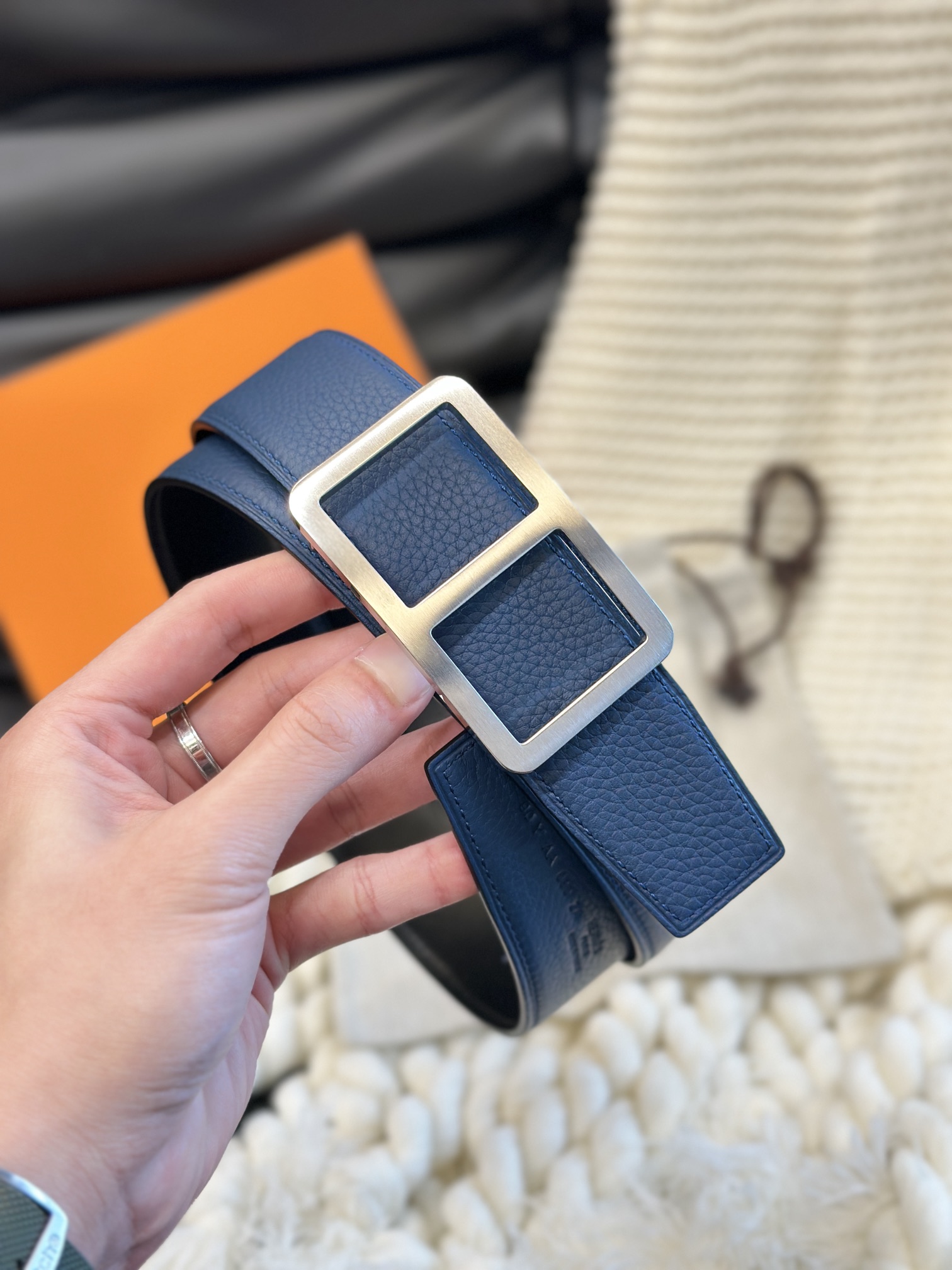 Hermès Men's Double-Faced Cowhide Belt
