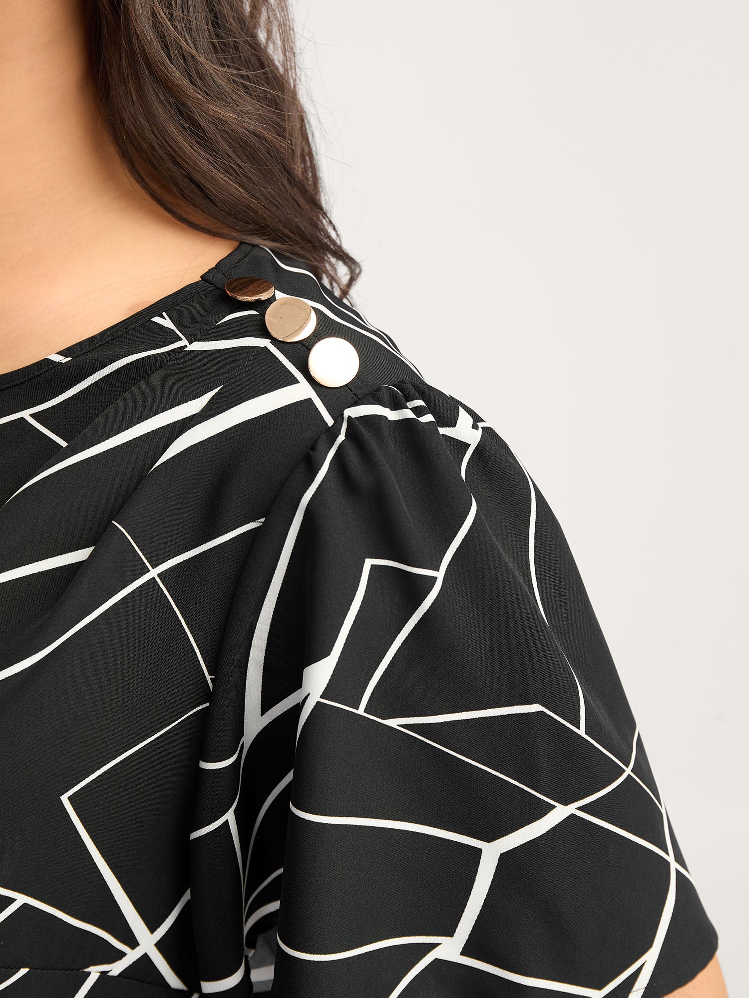 Abstract Detail Button Detail Blouse