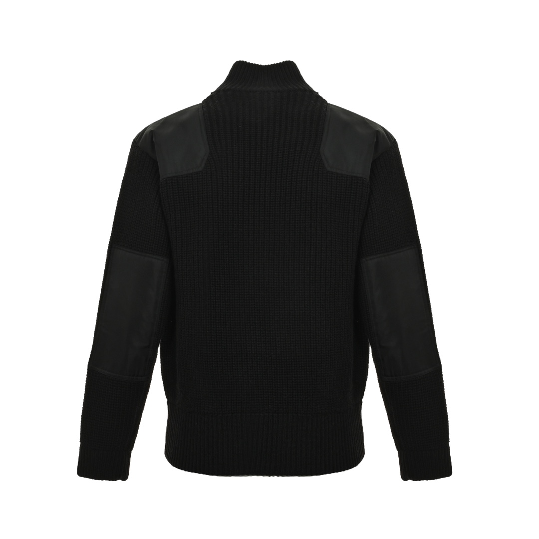 Prada 24Fw triangle logo patchwork knitted sweater