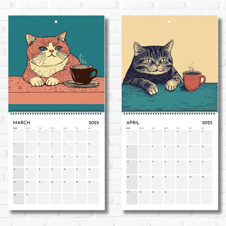 🐈☕Funny coffee cat calendar📅