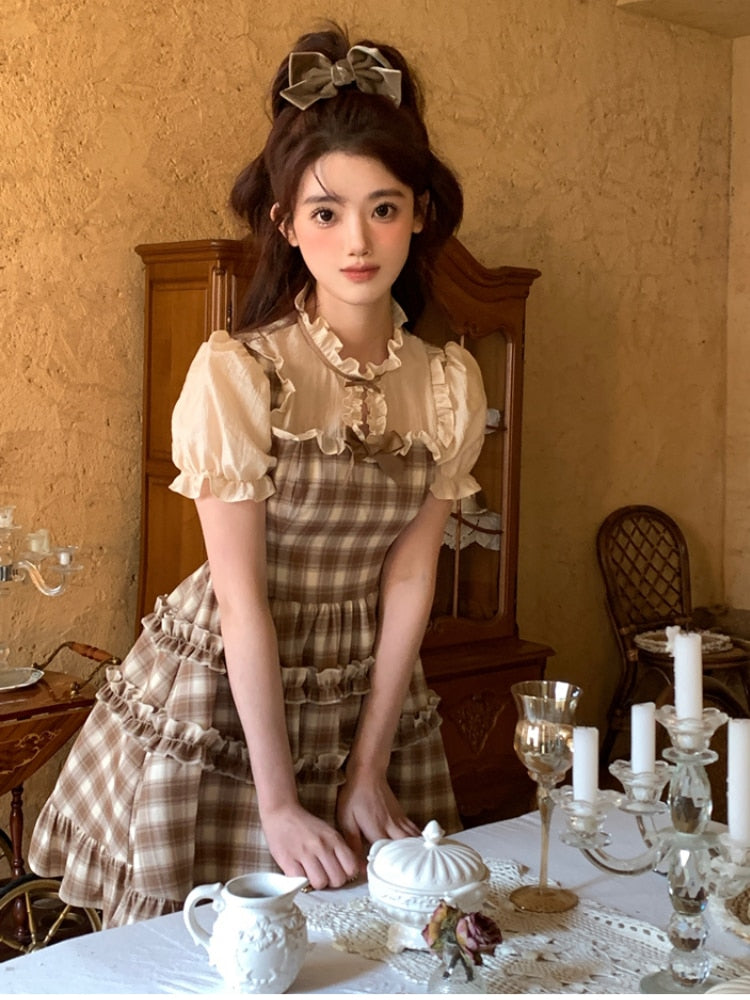 Kawaii Plaid Princess Dress