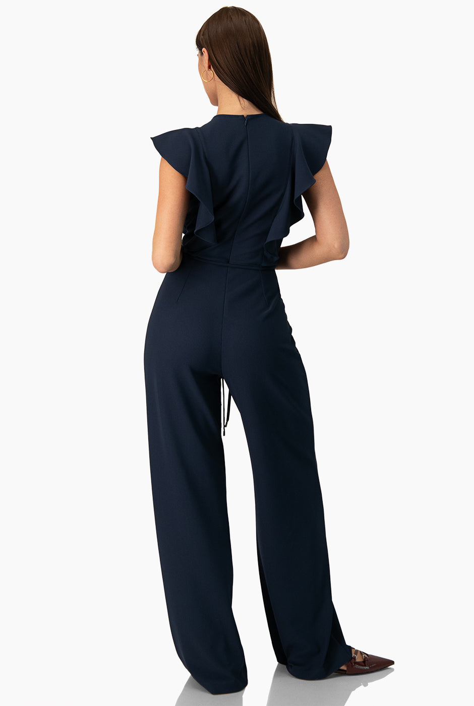 Jumpsuit amplio manga volantes