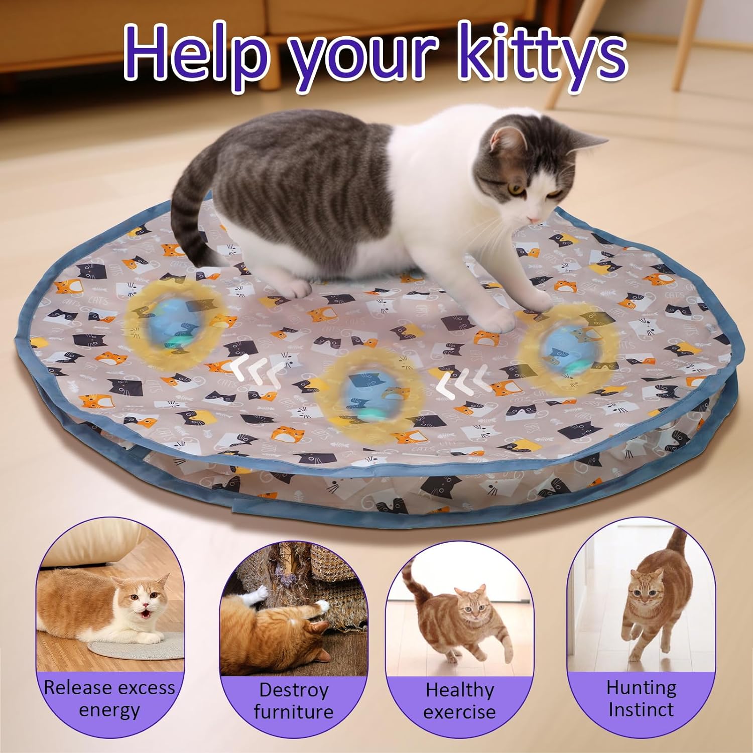 🔥Last Day Low Price in History🔥Interactive Cat Toys Ball Fast Rolling in Pouch
