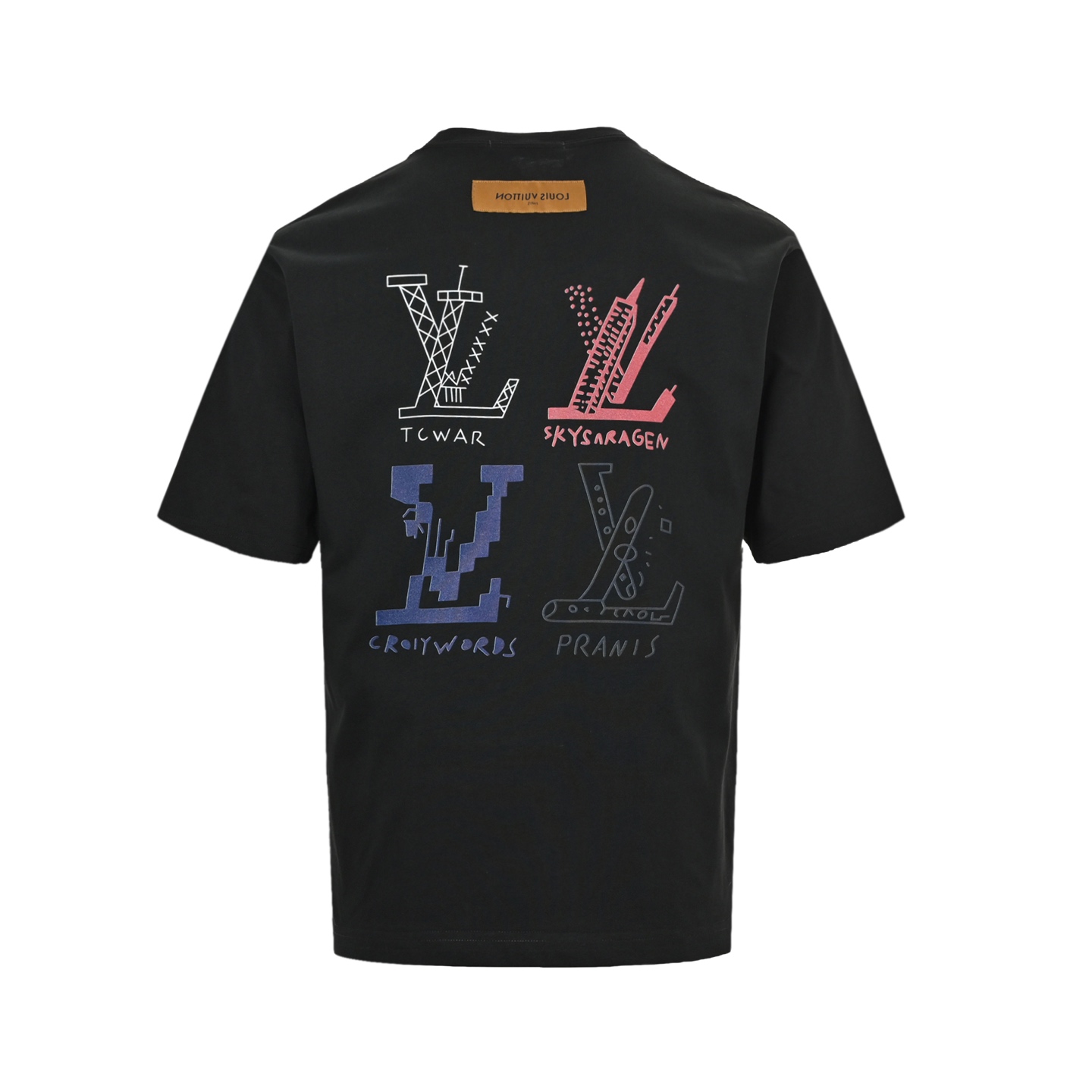Louis Vuitton 25ss short sleeve with creative logo print on the back