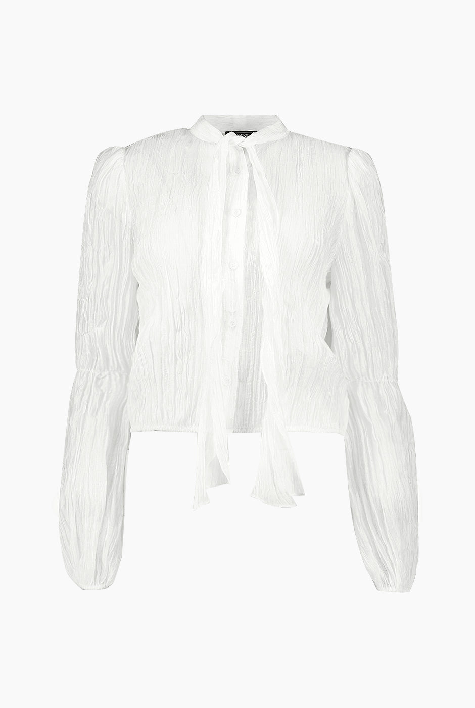 Blusa blanca de moño en cuello
