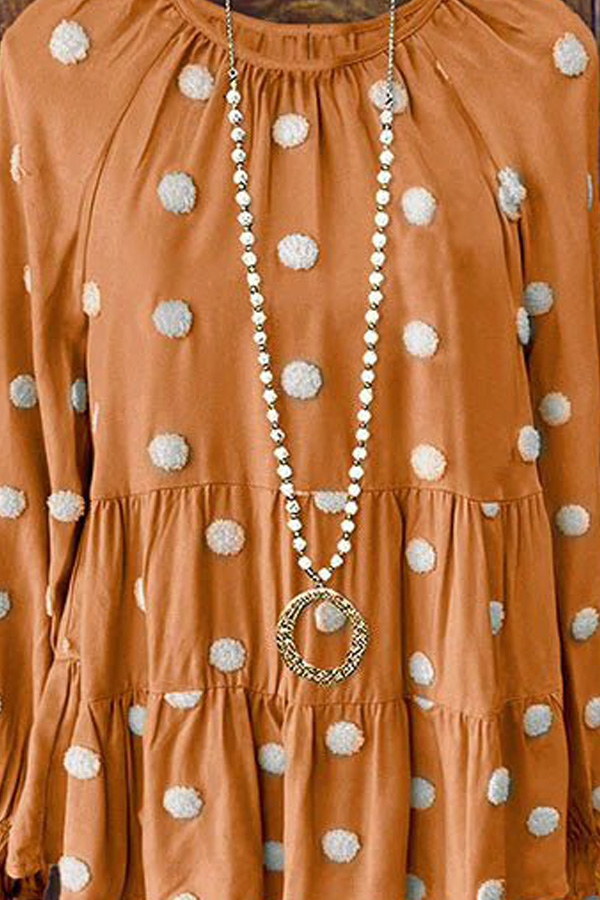 Gold Chain Beaded Pearl Necklace With Round Metal Pendant