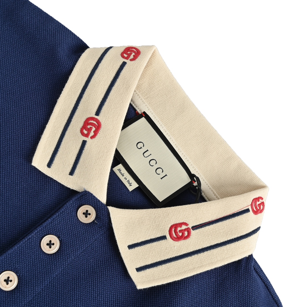 Gucci Double G embroidered colorblocked Polo short sleeves