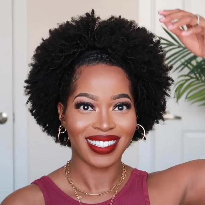 117 Women Short Spiral Curly Wig with Bangs for African American