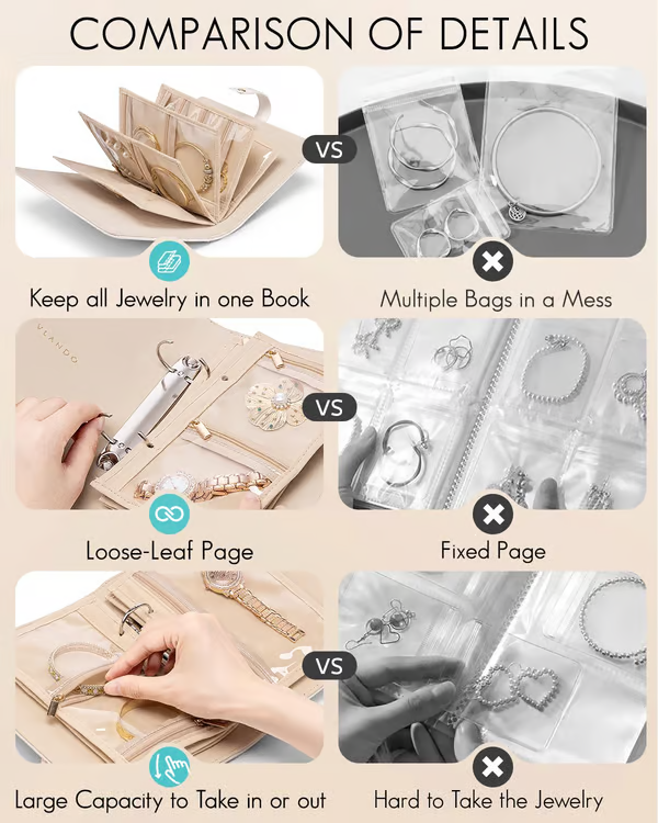 🔥Buy 2 Free Shipping🎁Travel Jewelry Storage Book with 5pcs Ring Binder